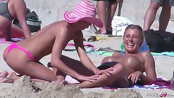 Real Lesbian Teens Caught On Camera At The Beach