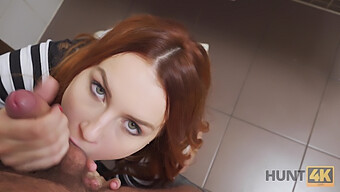 Belle With Red Hair Engages In Sexual Activity With Unknown Individuals In A Bathroom While Her Boyfriend Is Present