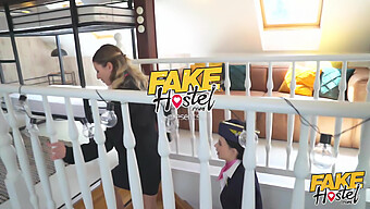 Three Air Hostesses Take On A Huge Danish Penis In A Fake Hotel