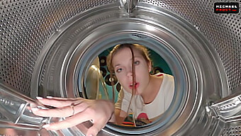 Petite Step Sister Gets Her Ass Fucked In A Washing Machine