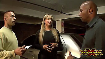 Blonde Babysitter'S Steamy Encounter With Security Guards In Parking Lot - Angel Lima