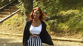 Redhead Teen Enjoys Outdoor Fingering And Blowjob With Happy End