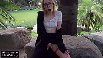 Redhead Babe Swallows Cum In Public Park