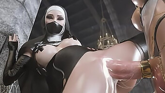 Cumming Inside Big Tits And Anus Of A Nun In 3d Animation