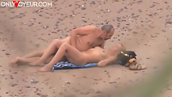 Mature Man Shirley Harris Voyeuristically Watches Young Couple'S Public Sex On The Beach