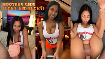 Hd-Video Av Bakifrån Med Busiga Hooters Servitris