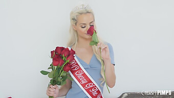 Blonde Bombshell Elsa Jean Uses Her Crown To Crown Herself In This Steamy Video