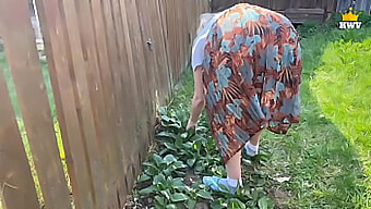 Married Milf Gets Stuck In A Fence, Neighbor Helps Pleasure And Fuck Her