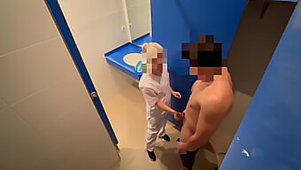 Gym Cleaning Lady Gets Caught Jerking Off And Gives A Blowjob