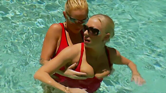 Britney Brooks And A Lucky Guy By The Pool