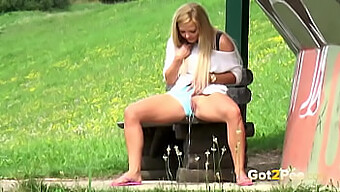 Blonde'S Panties Get Wet In Public Pissing Display