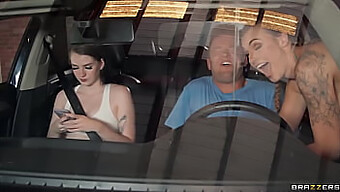 Oral And Tattooed Fun With Kenzie Love And Van Wylde In A Drive-Thru