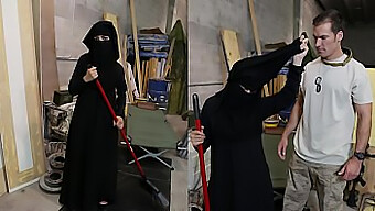 Sweeping The Floor: Horny Muslim Woman Gets Noticed By American Soldier