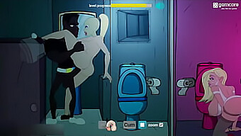 Clubganger Heeft Anale Seks Met Een Sekswerker In Het Toilet In Deze 2d-Animatie Hentai-Video