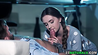 Lena Reif Gives Her Lover A Deep Blow Job In Pyjamas